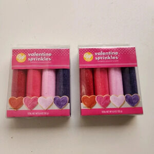2 Pack Wilton Valentine Sprinkles Assorted Sanding Sugar Cupcake Topper Pink Red